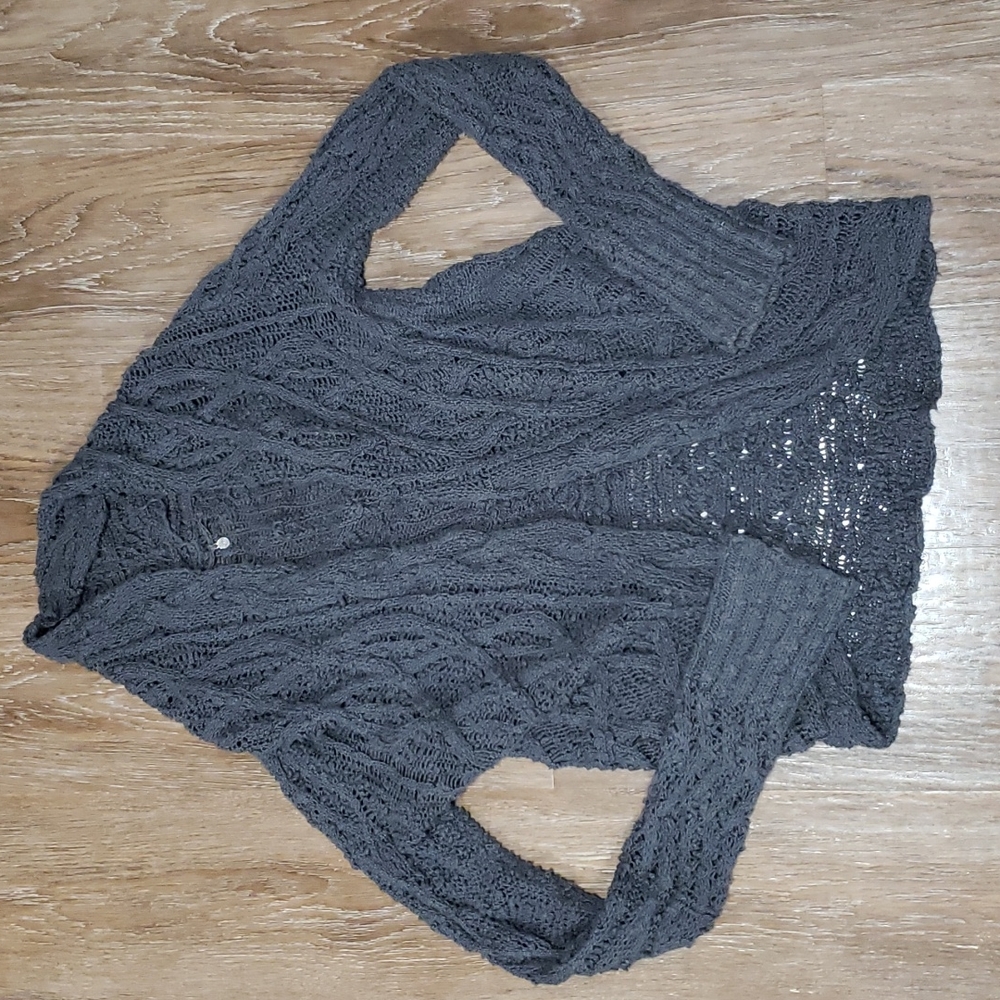 (S) Knitted & Knotted Anthropologie  Comy Cable Knit Open Cardigan Cottagecore